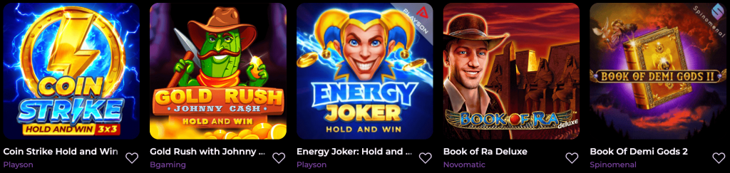 Giochi disponibili su Casino Spinmama